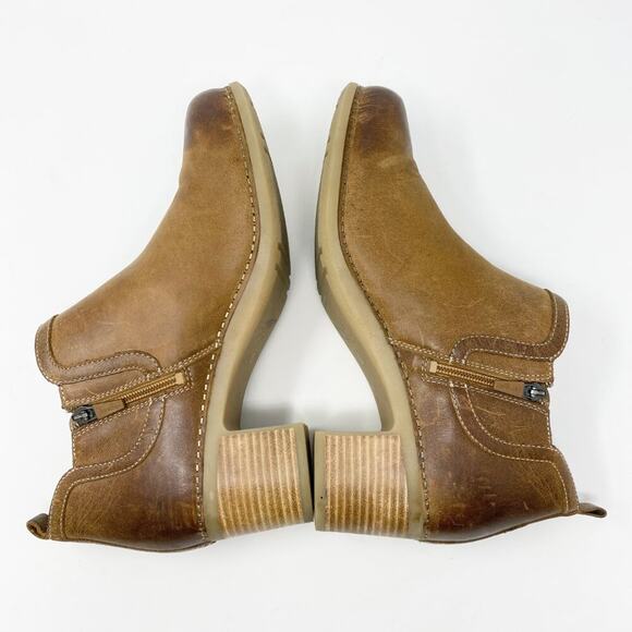 Dansko Brown Burnished Leather Ankle Booties Women's Size EU 42 EUC Side Zip - Picture 5 of 10